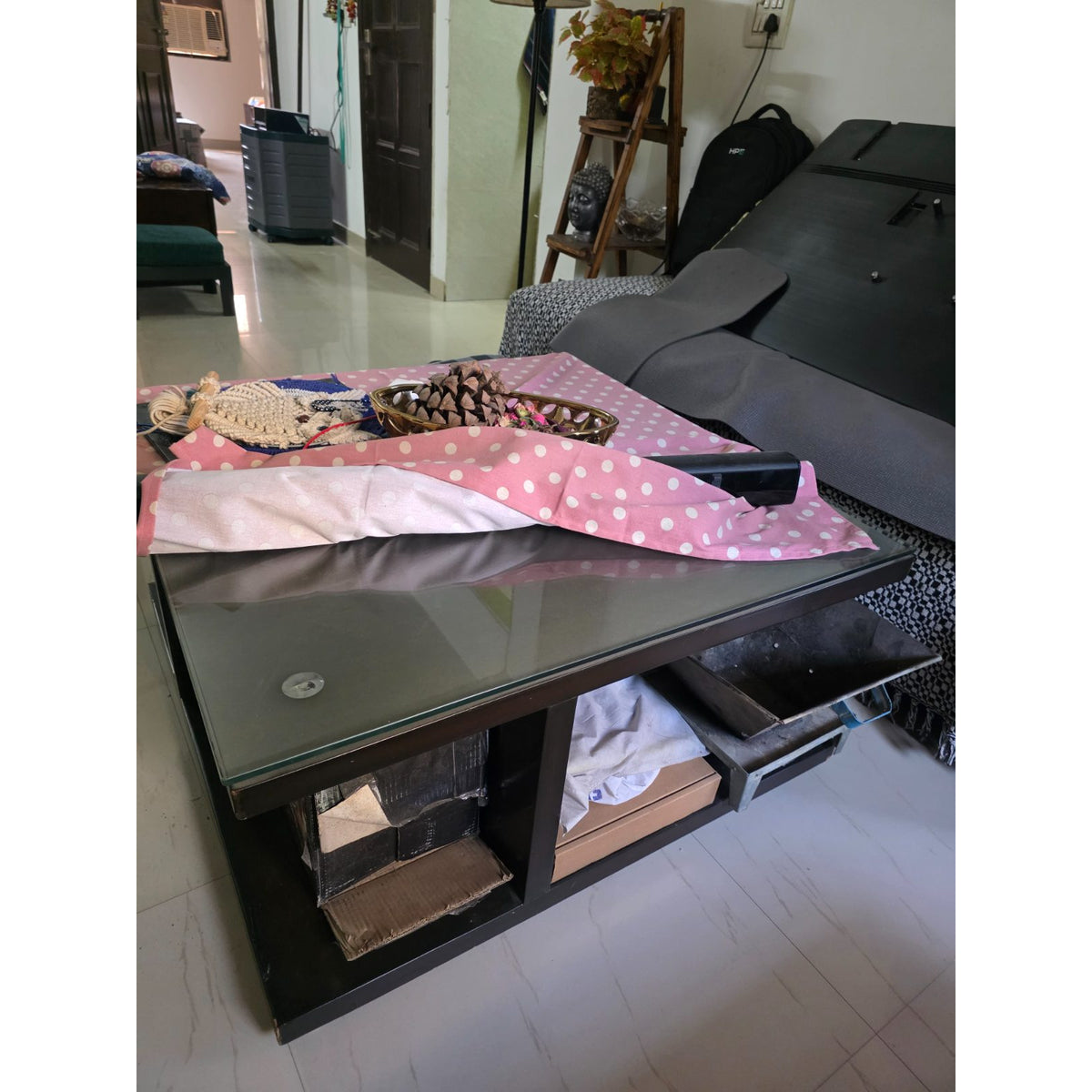 Urban Ladder Glass-Top Coffee Table with Open Storage - used living-room in Gurugram - photo 3