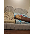 Upholstered storage bed pair, double and single - photo 1