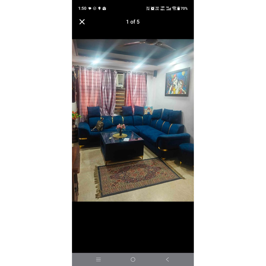 Blue L-Shaped Sofa Set - used item in Delhi - photo 5