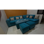 Teal 6-Seater L-Shaped Sofa - used living room in Delhi - photo 1
