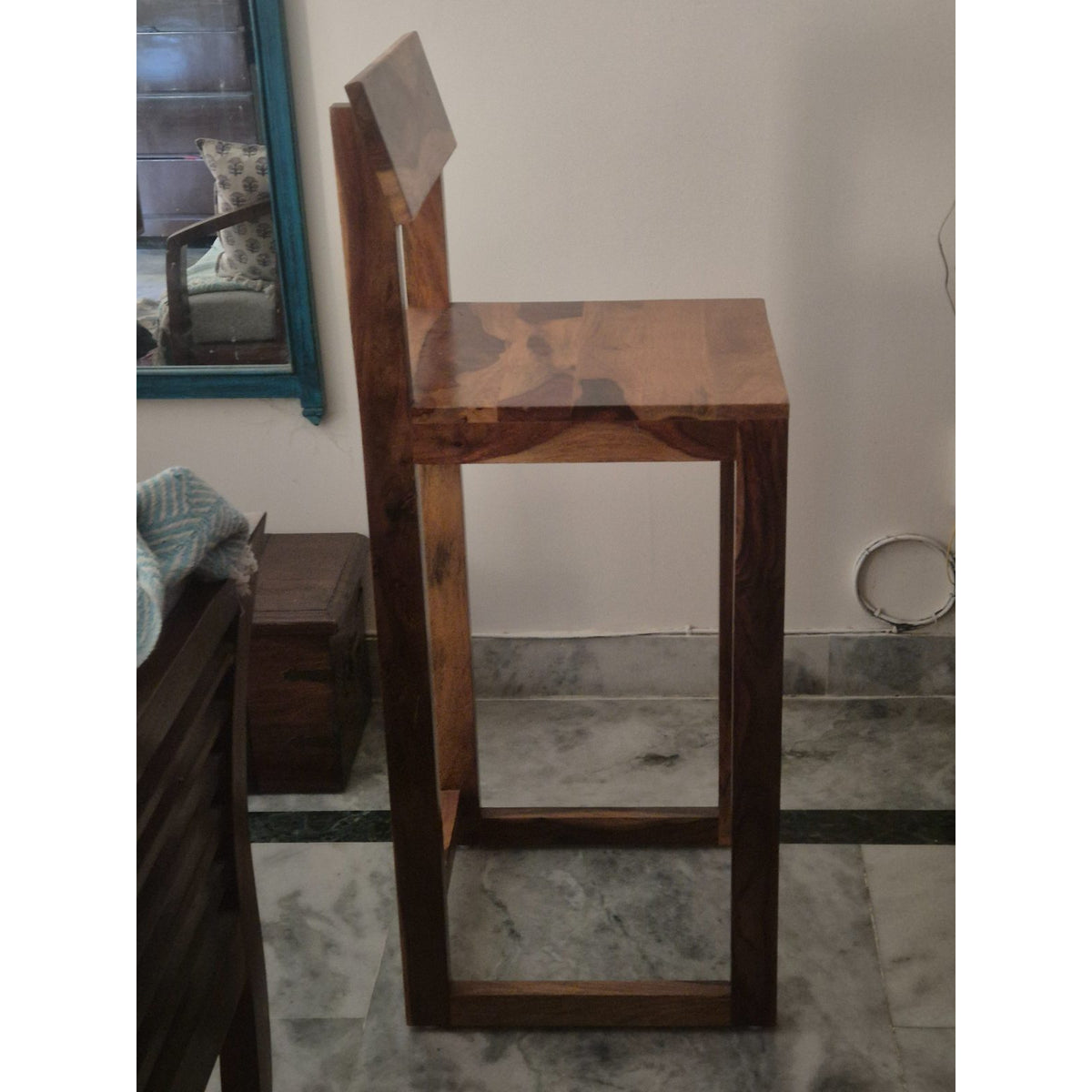 Set of 2 Wood Bar Chairs - used dining in Delhi - photo 1