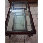 Carved Wood Centre Table, Glass Top - used centre table in Gurugram - photo 1
