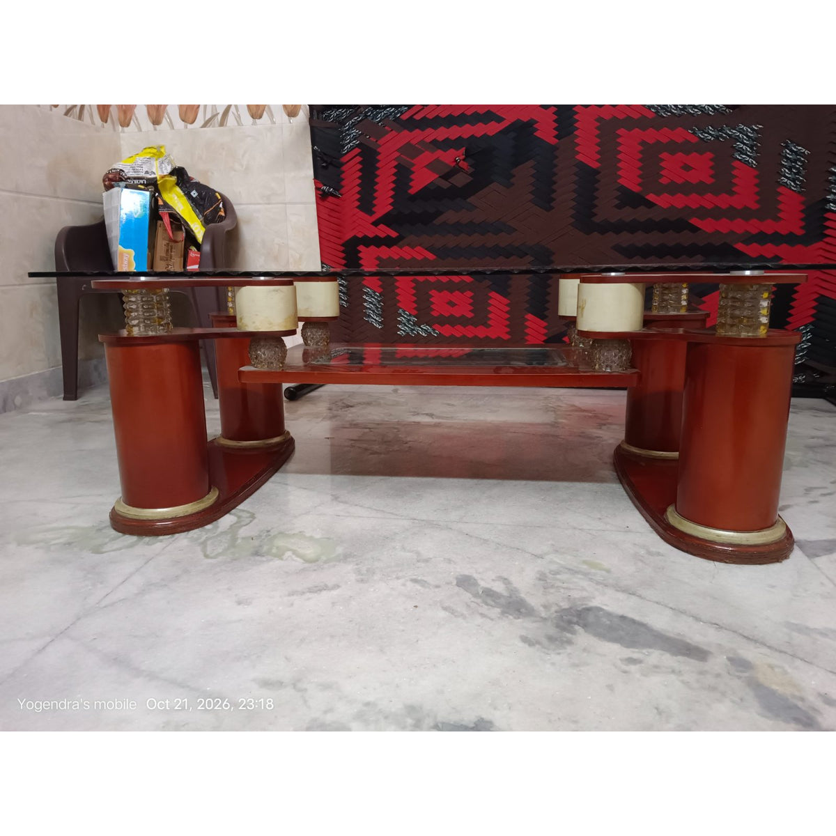 Glass-Top Centre Table with Lower Shelf - used living-room in Delhi - photo 3