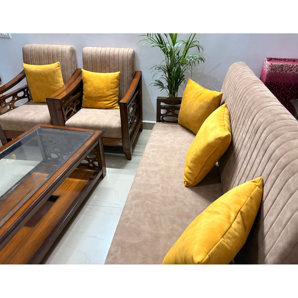 Teak wood 5 seater sofa set - used living room in Noida - photo 2