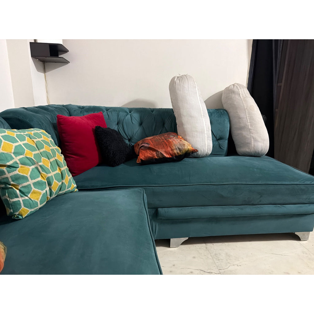Teal 5-Seater Corner Sofa, Seat Sagging - used living-room in Delhi - photo 5