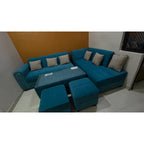 Teal 6-Seater L-Shaped Sofa - used living room in Delhi - photo 2