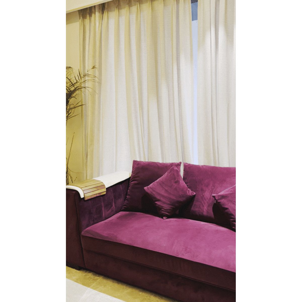 Custom Plum Suede 3-Seater Sofa (Furniturewalla)
