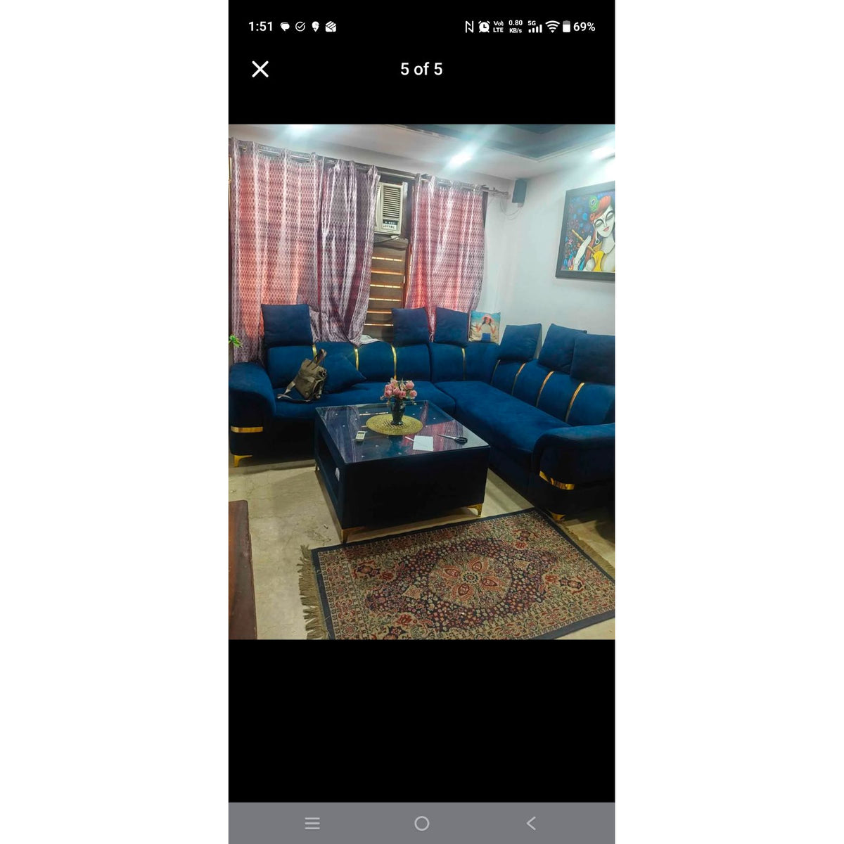 Blue L-Shaped Sofa Set - used item in Delhi - photo 1