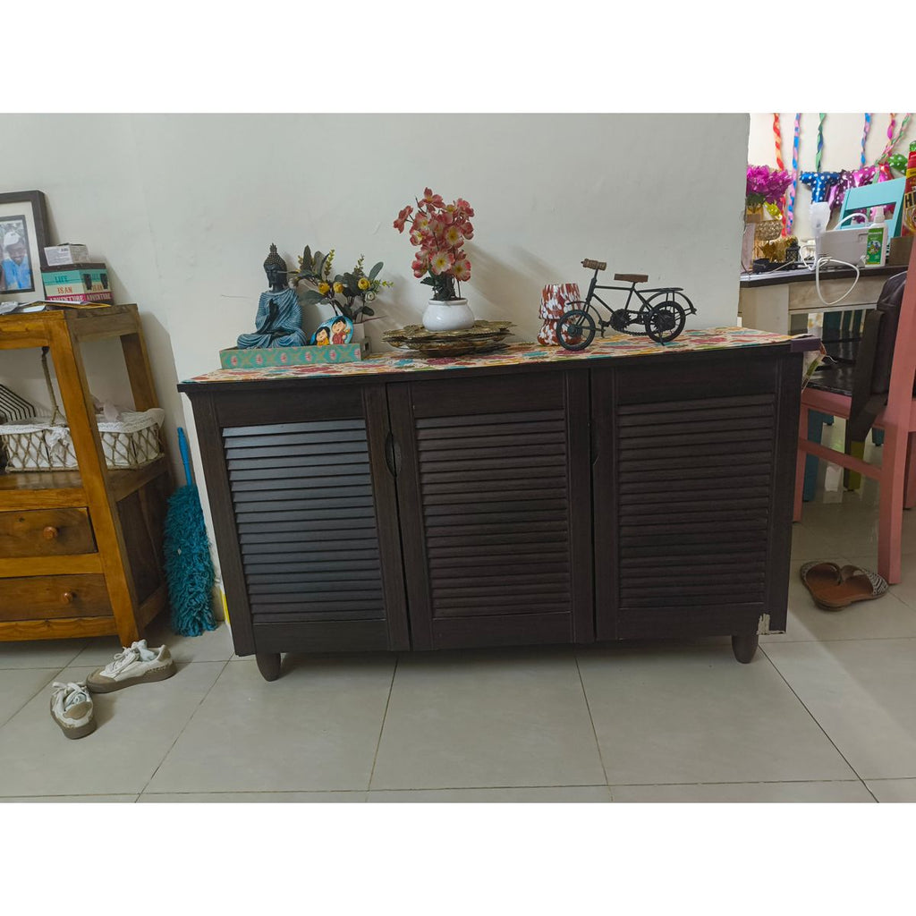 3-Door Louvered Foyer Cabinet front view