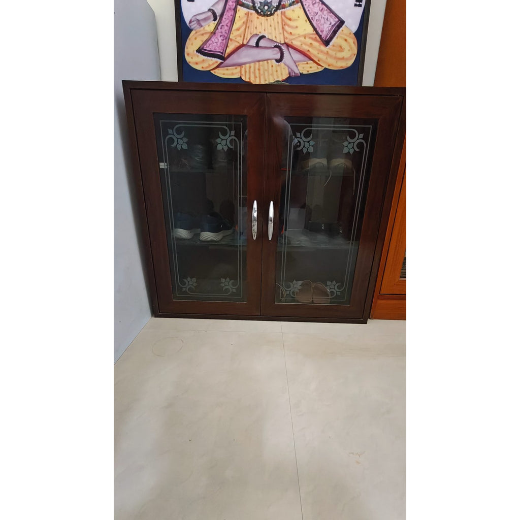 2-Door Glass Shoe Cabinet (Wenge Finish) - used cabinet in Noida - photo 3
