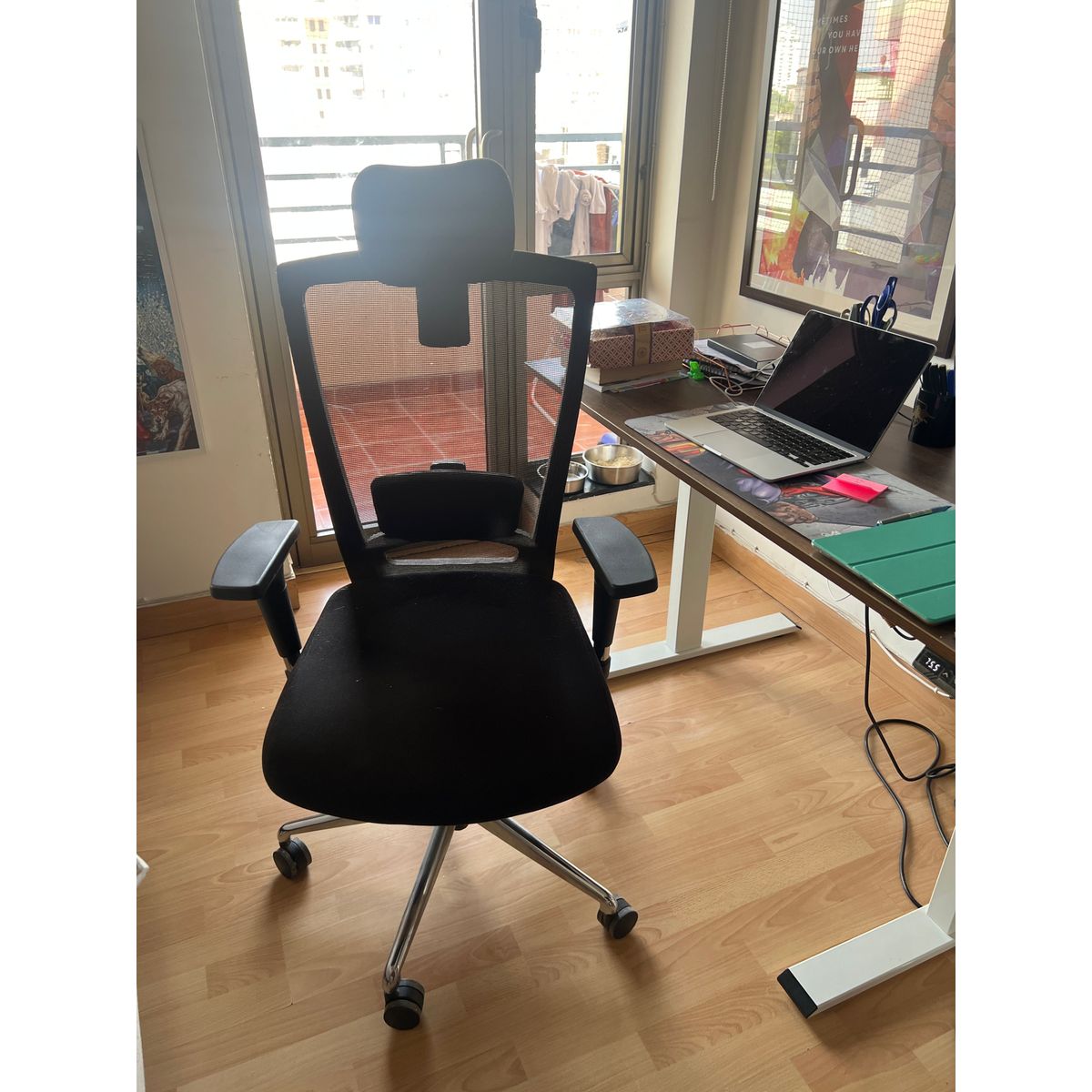 Height-Adjustable Standing Desk with Executive Chair — additional view