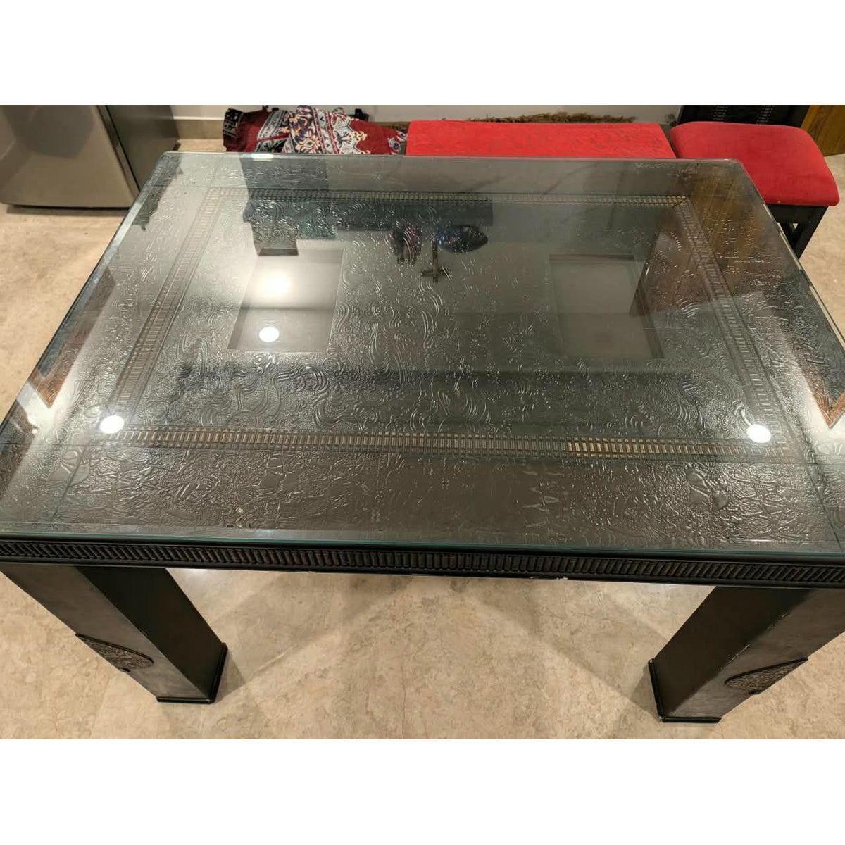 Glass Top Dining Set with Bench - used dining in Delhi - photo 5