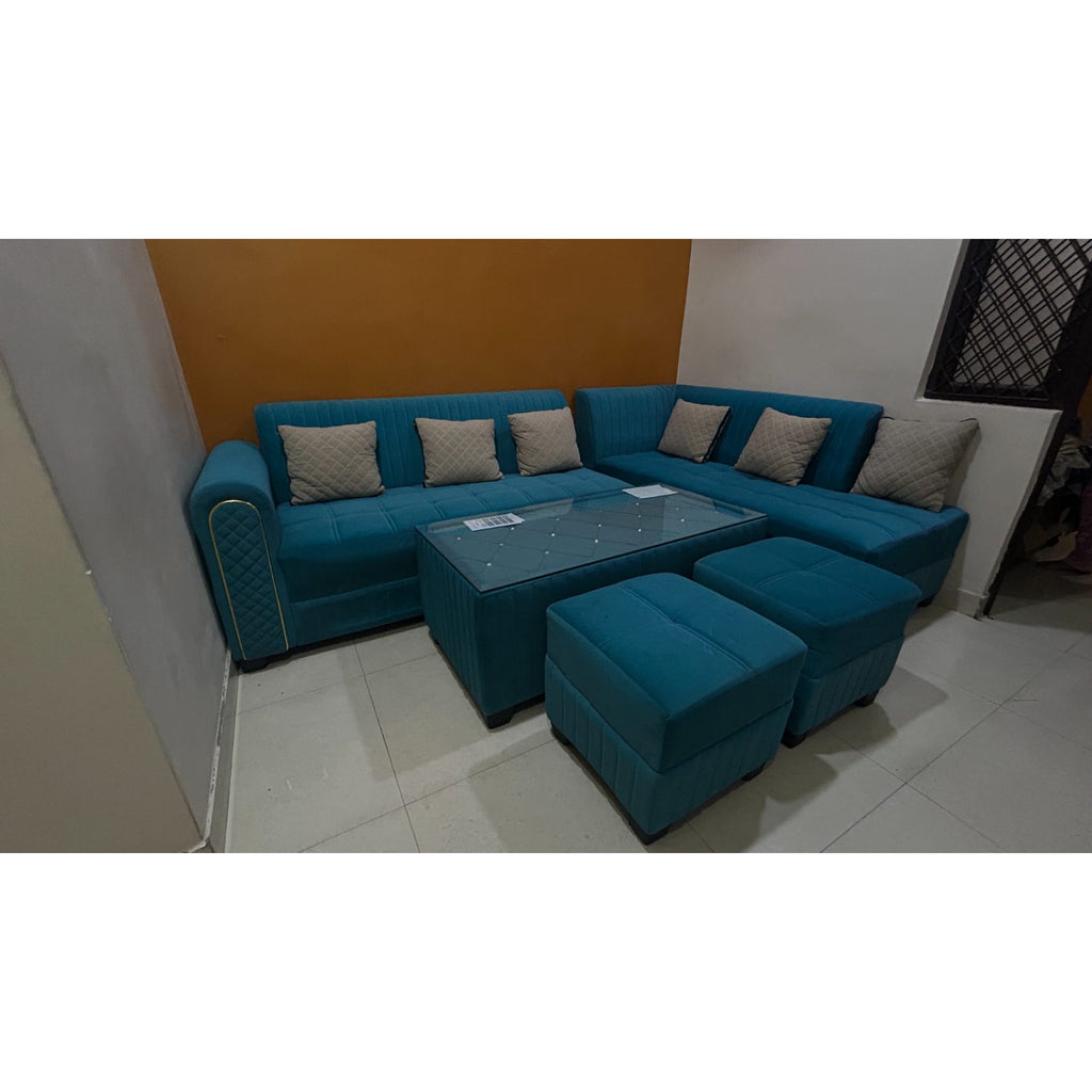 Teal 6-Seater L-Shaped Sofa - used living room in Delhi - photo 3