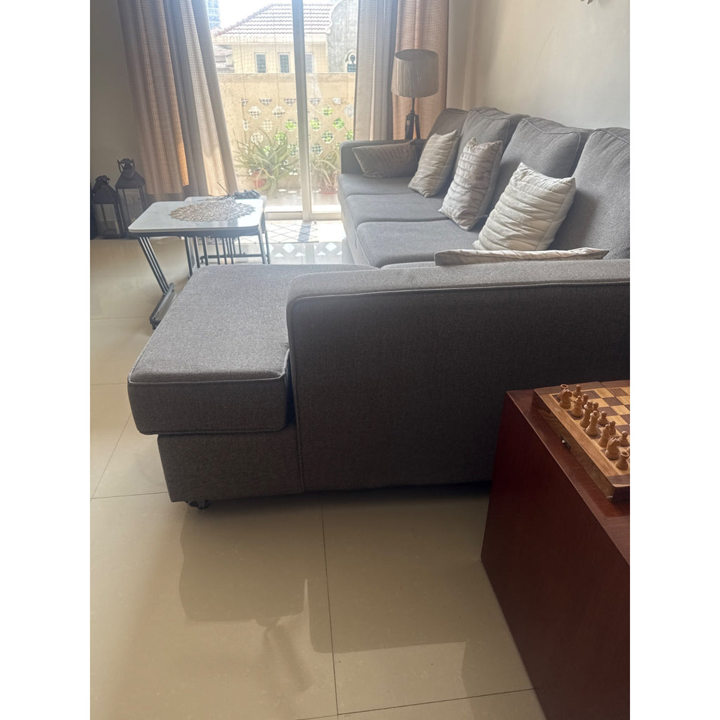 Wakefit Grey L-Shaped Fabric Sofa - used living-room in Gurugram - photo 3