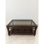 Rectangular Wooden Centre Table with Glass Top