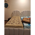 Upholstered storage bed pair, double and single - photo 2