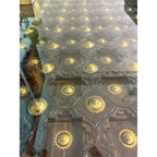 6 Seater Solid Wood Dining Set with Brass Work - full view