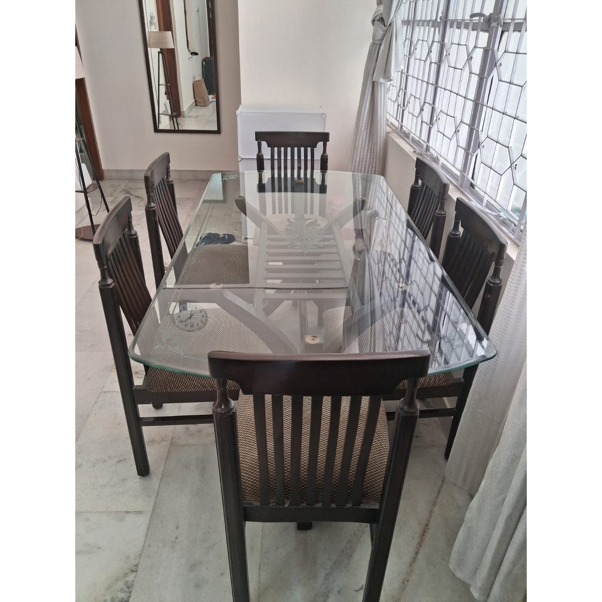 6-Seater Glass Top Dining Set - used dining set in Delhi - photo 1