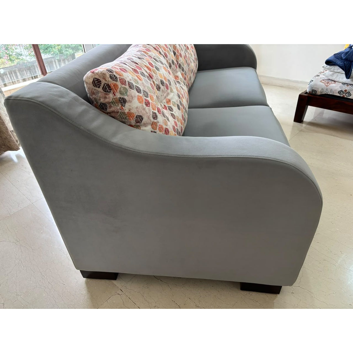 Krishna Furnishings grey fabric 3-seater sofa - photo 5