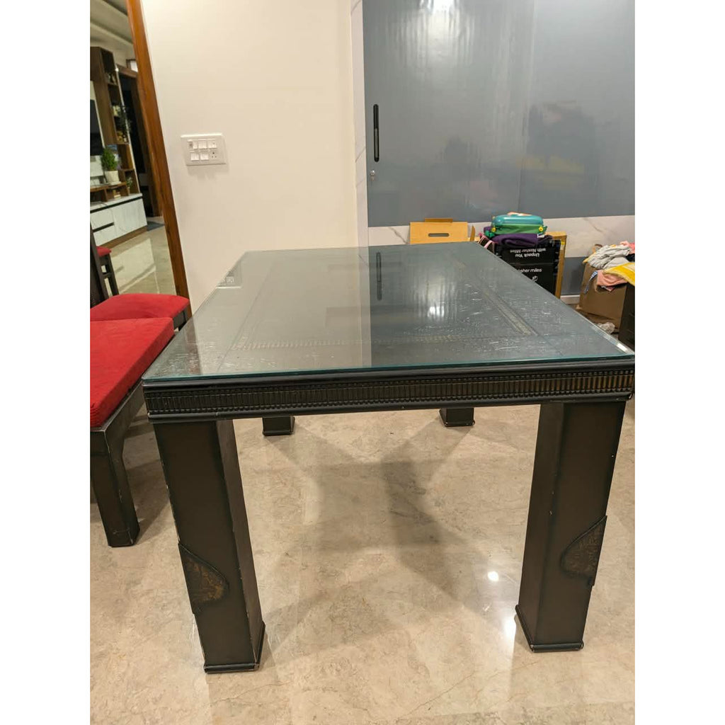 Glass Top Dining Set with Bench - used dining in Delhi - photo 4