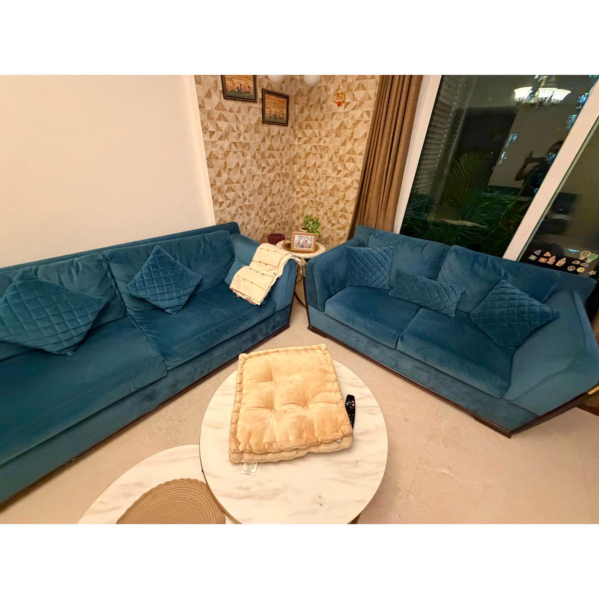5 seater fabric sofa with cushions front view