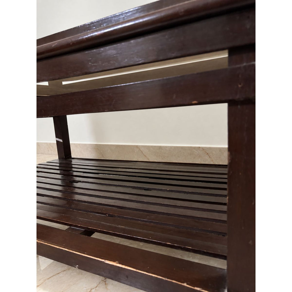 Rectangular Wooden Centre Table with Glass Top
