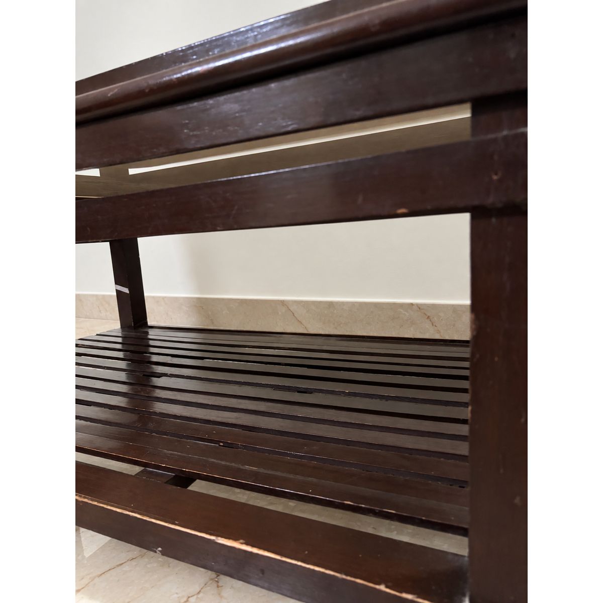 Rectangular Wooden Centre Table with Glass Top