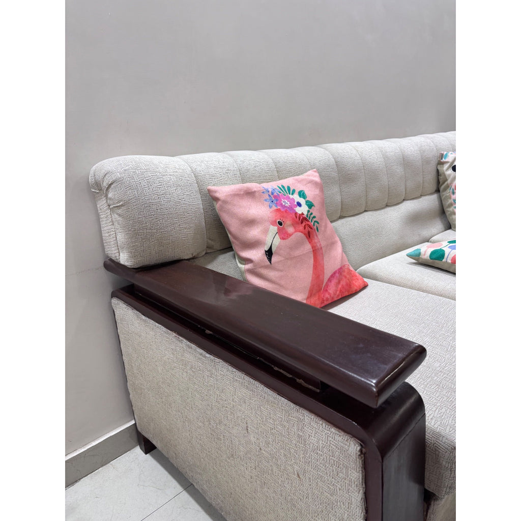 Cream Fabric 3-Seater Sofa, Frame Repair Required - used living-room in Delhi - photo 3