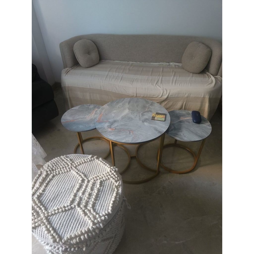 Beige Sofa with Two Ottomans and Three Round Tables - used living-room in Delhi - photo 5