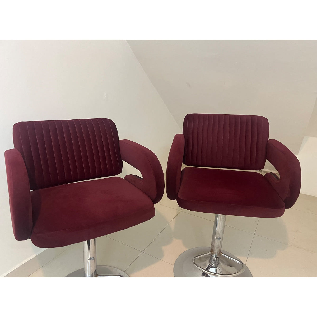 Burgundy Bar Chairs, Set of 2 - used living-room in Gurugram - photo 1