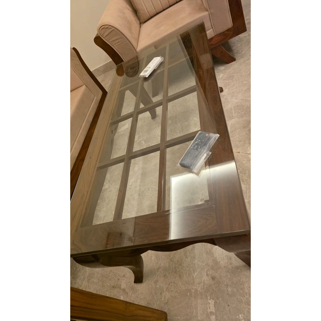 Sheesham Wood Coffee Table with Glass Top - used living-room in Gurugram - photo 1