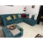 Teal 5-Seater Corner Sofa, Seat Sagging - used living-room in Delhi - photo 1