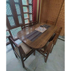 6 Seater Solid Wood Dining Table and Chair Set - left