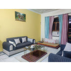 Navy and cream fabric 7-seater sofa set, 3+2+2 - photo 3