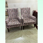 Pair of Floral Wingback Lounge Chairs photo 1