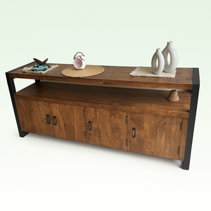 Industrial Mango Wood Cabinet with Metal Frame